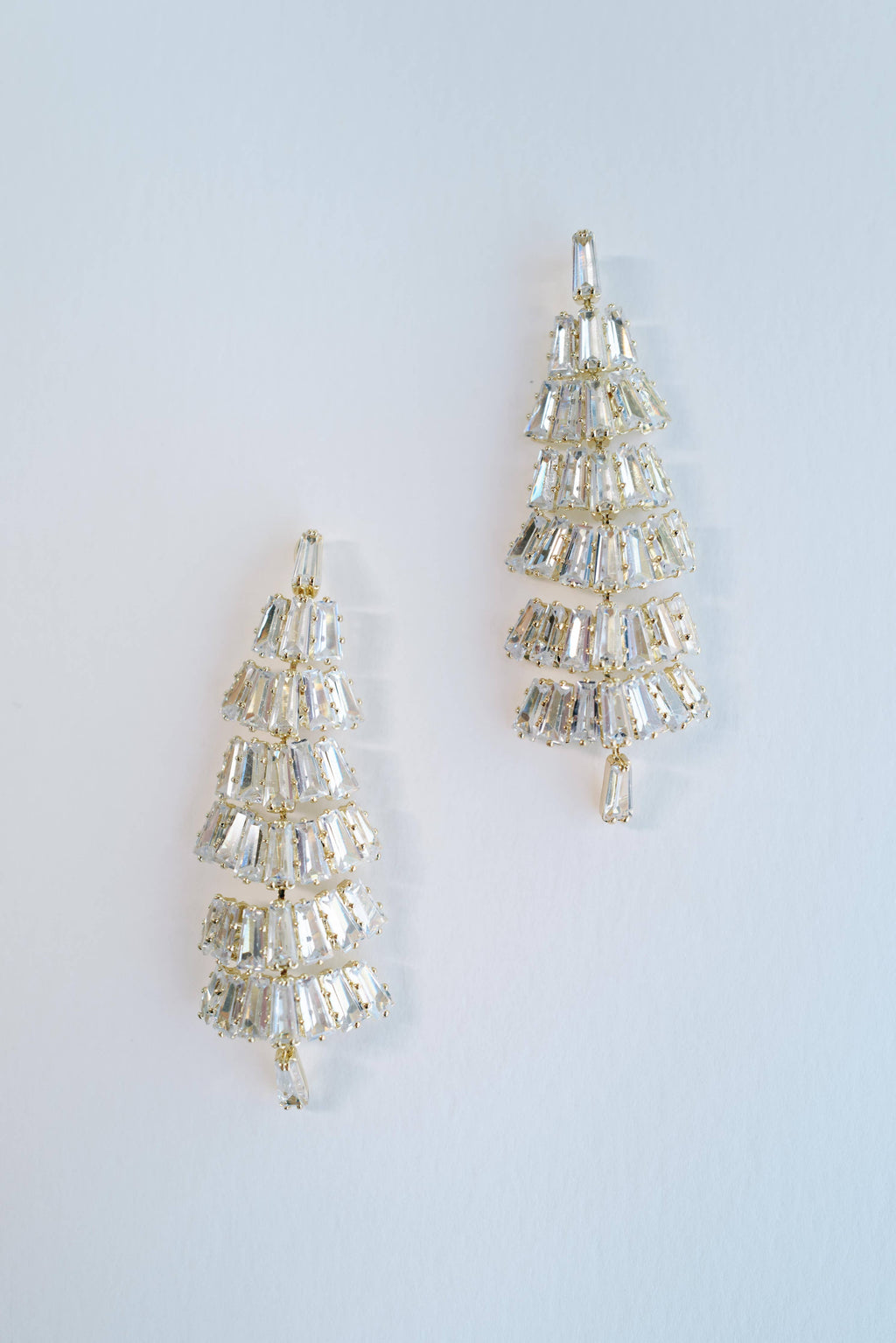 Baguette Crystal Christmas Tree Holiday Statement Earrings