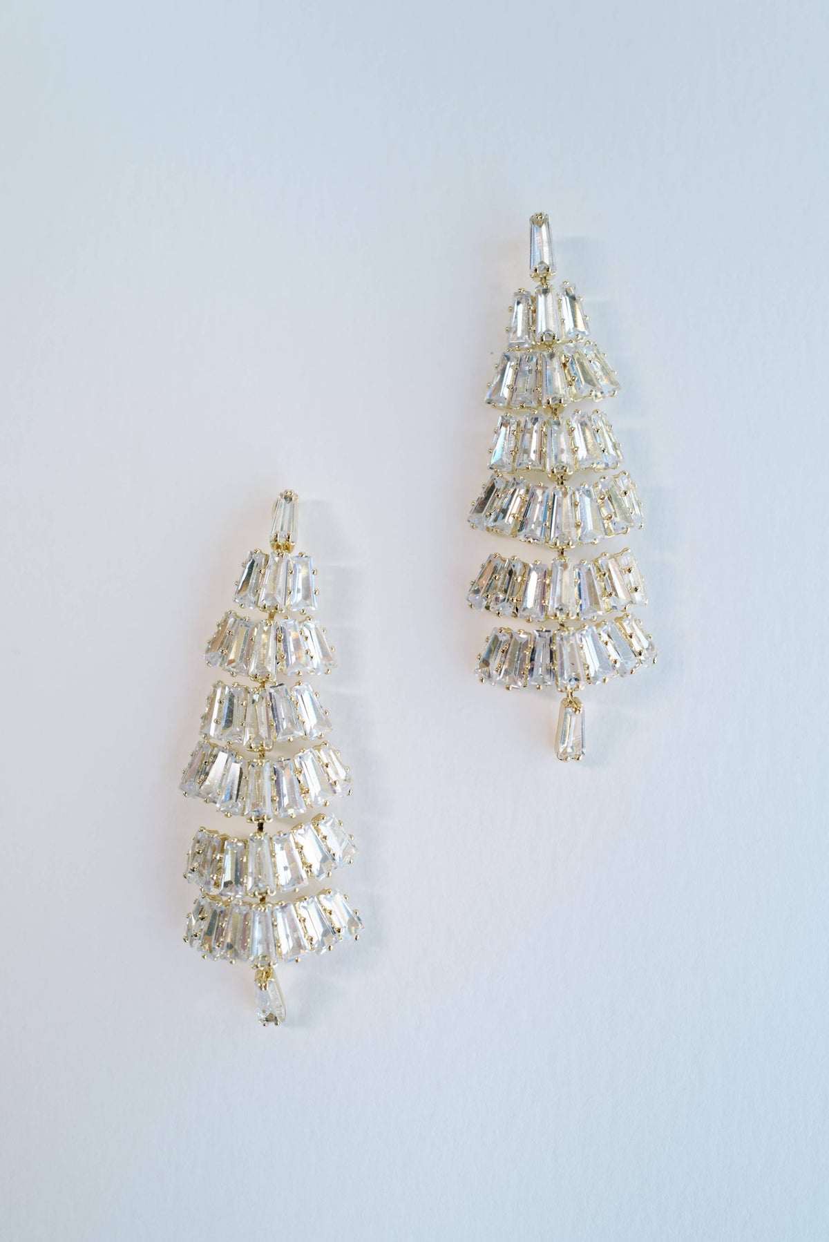Baguette Crystal Christmas Tree Holiday Statement Earrings