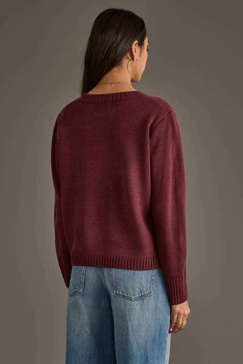 Burgundy & Lt. Pink Wine Season Sweater
