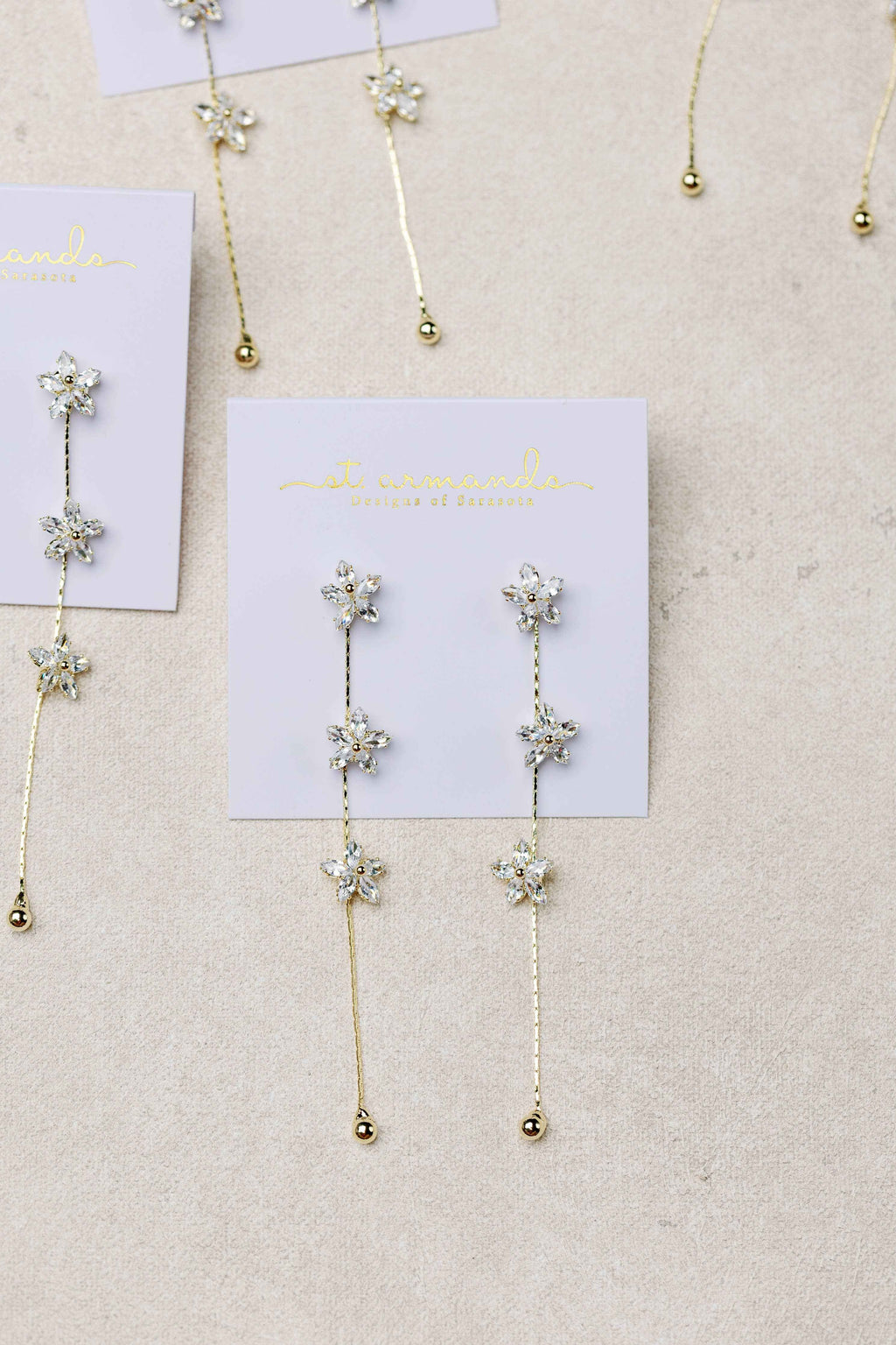 Diamond Daisy Gold Duster Drop Holiday Earrings