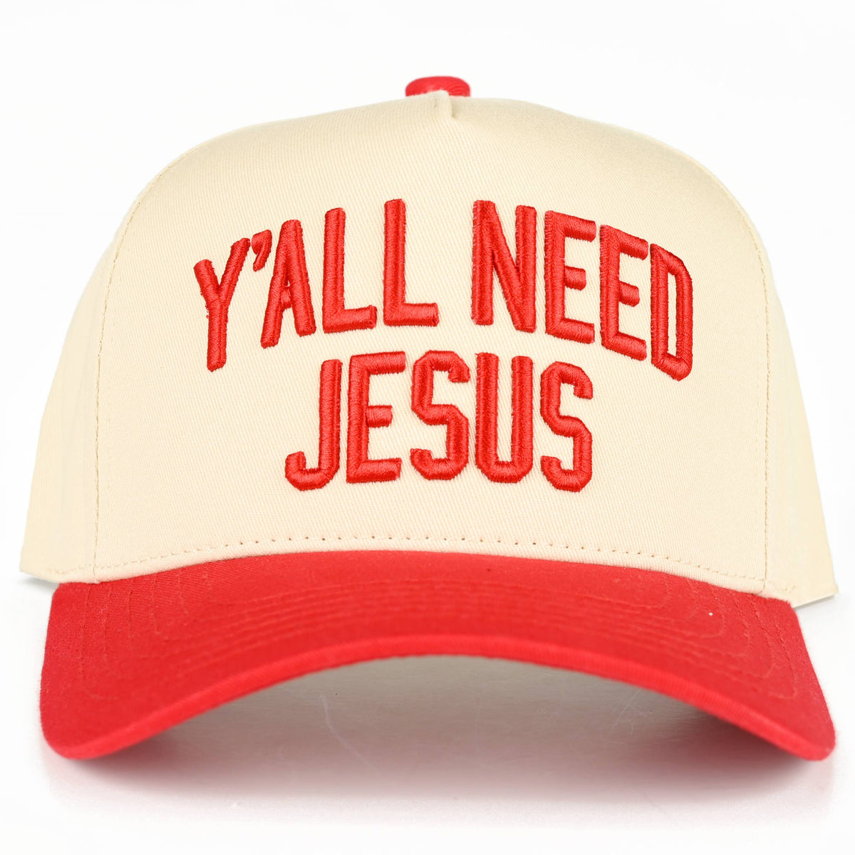 C.C Y'ALL NEED JESUS Embroidered Letter Two Tone Trucker Hat