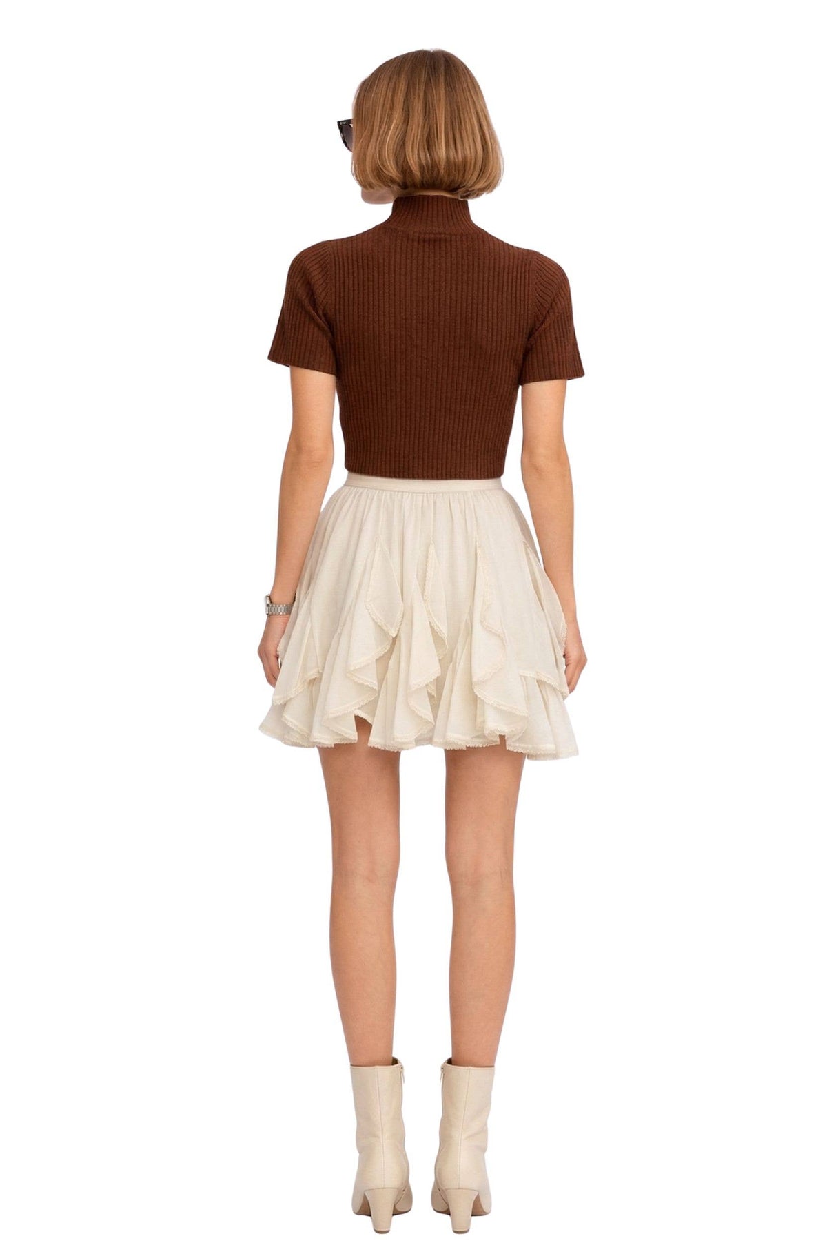 Layered Lace Trim Mini Skirt