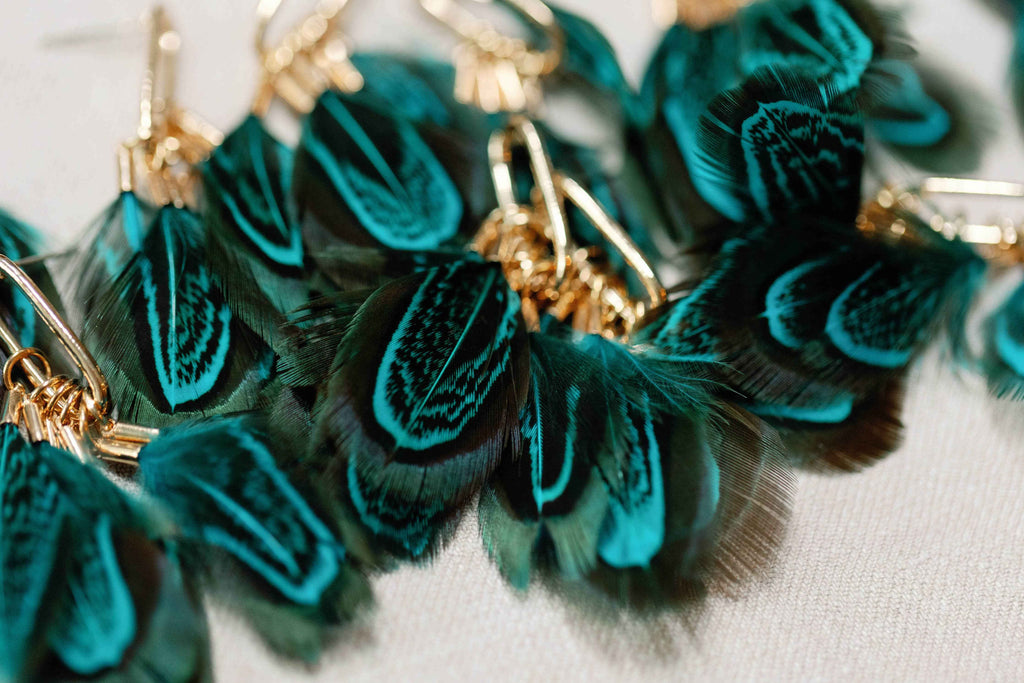 Peacock Feather Fall Statement Tassel Earrings