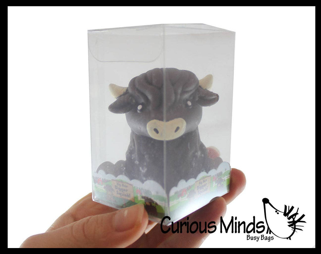 Highland Cow Large Mochi - Cute Animal Gummy Mochi Fidget Squishy Animals - Cute Individually Wrapped Toys - Sensory, Stress, Fidget Party Favor Toy