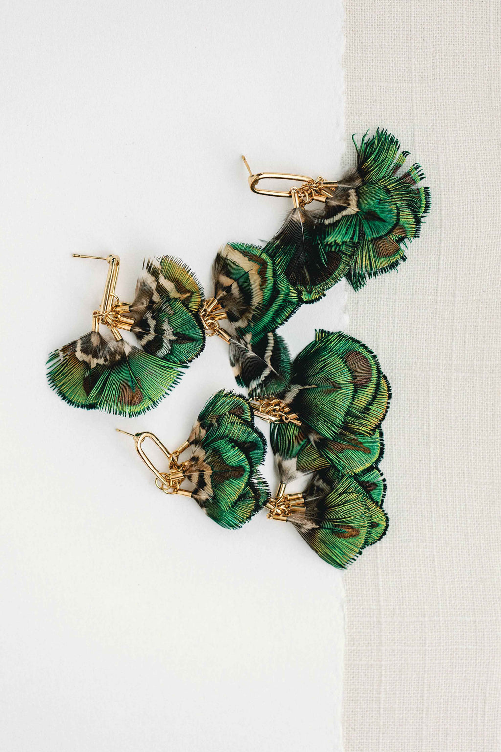 Mallard Fall Feather Tassel Statement Earrings