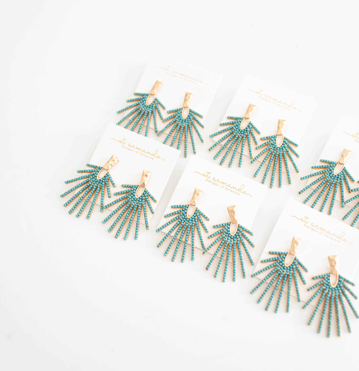Turquoise Sunburst Statement Drop Earrings