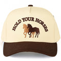 C.C HOLD YOUR HORSES Embroidered Letter Two Tone Trucker Hat