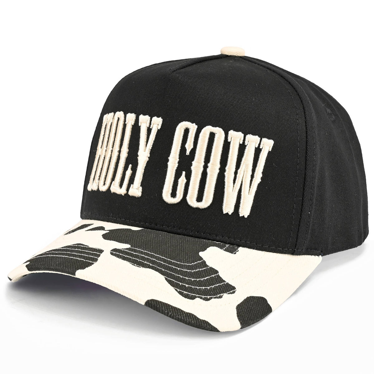 C.C HOLY COW Letter Embroidered Two Tone Trucker Hat