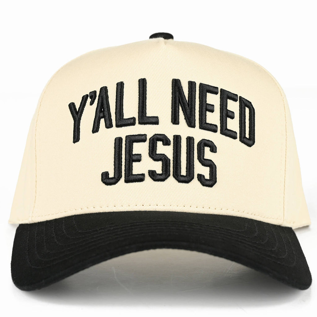 C.C Y'ALL NEED JESUS Embroidered Letter Two Tone Trucker Hat