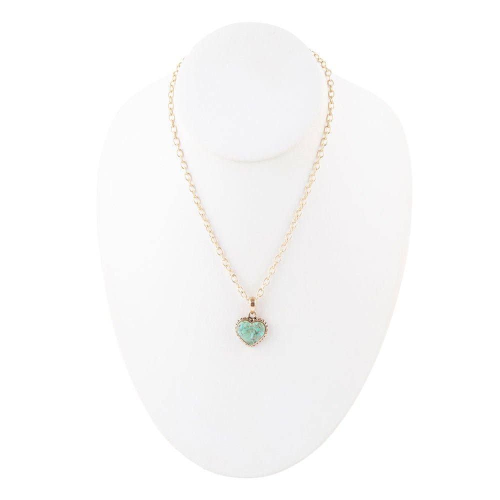 Turquoise Heart Pendant and Bronze Necklace