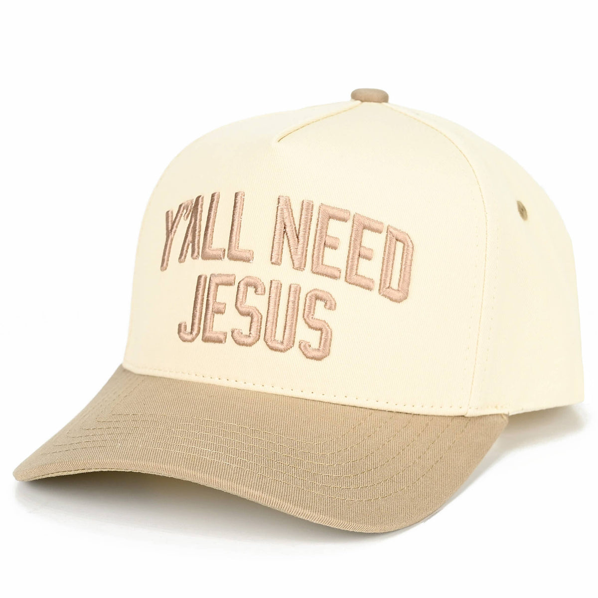 C.C Y'ALL NEED JESUS Embroidered Letter Two Tone Trucker Hat