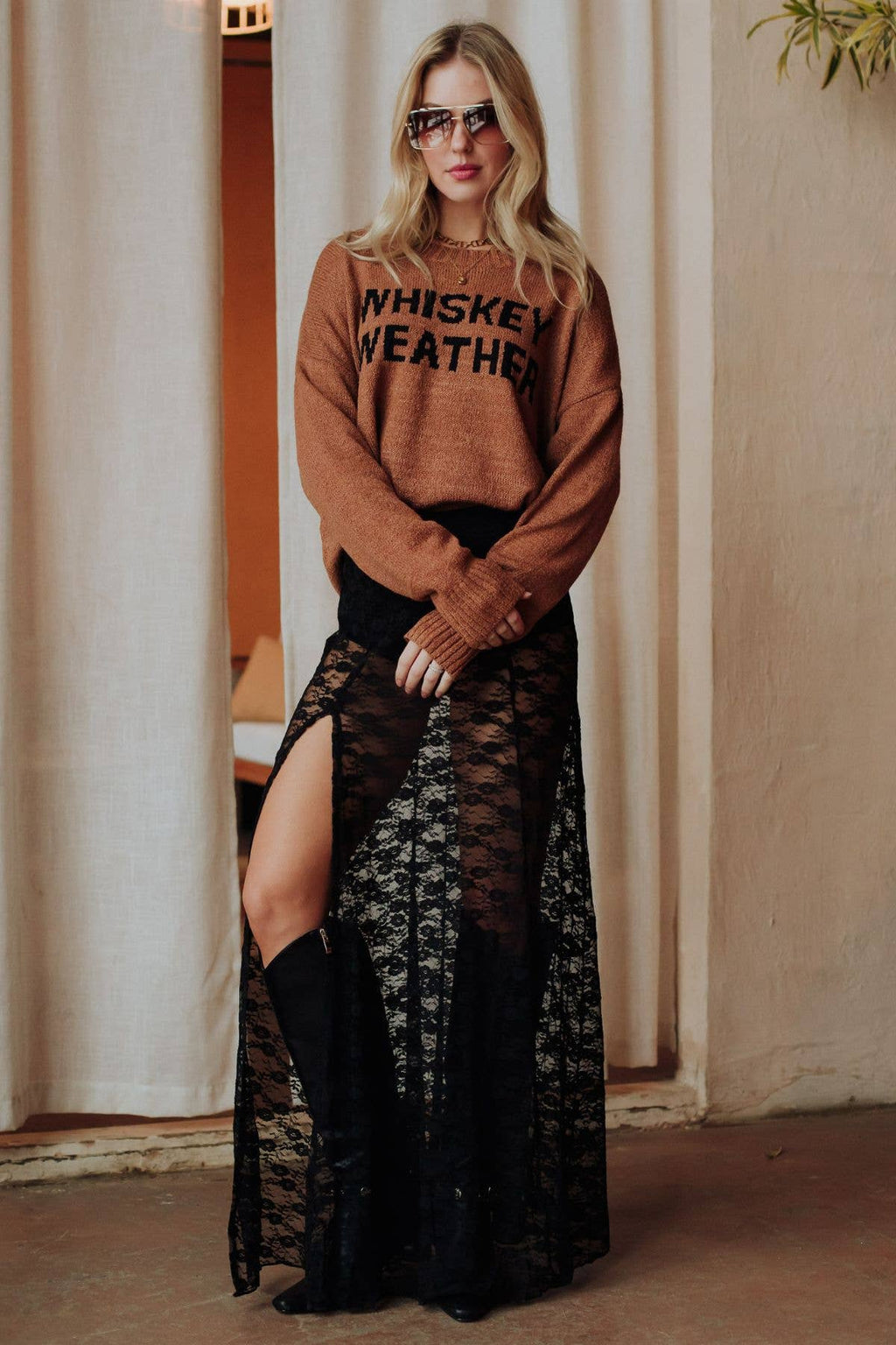Brown “Whiskey Weather” Sweater