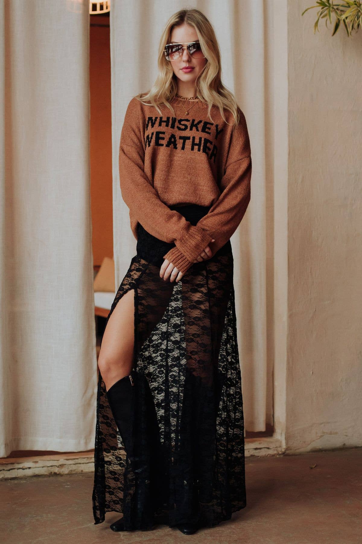Brown “Whiskey Weather” Sweater