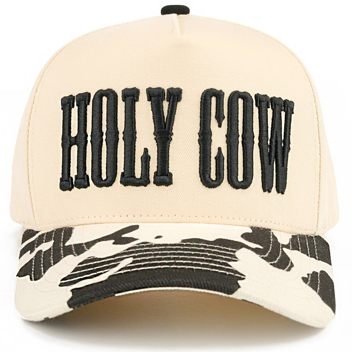 C.C HOLY COW Letter Embroidered Two Tone Trucker Hat