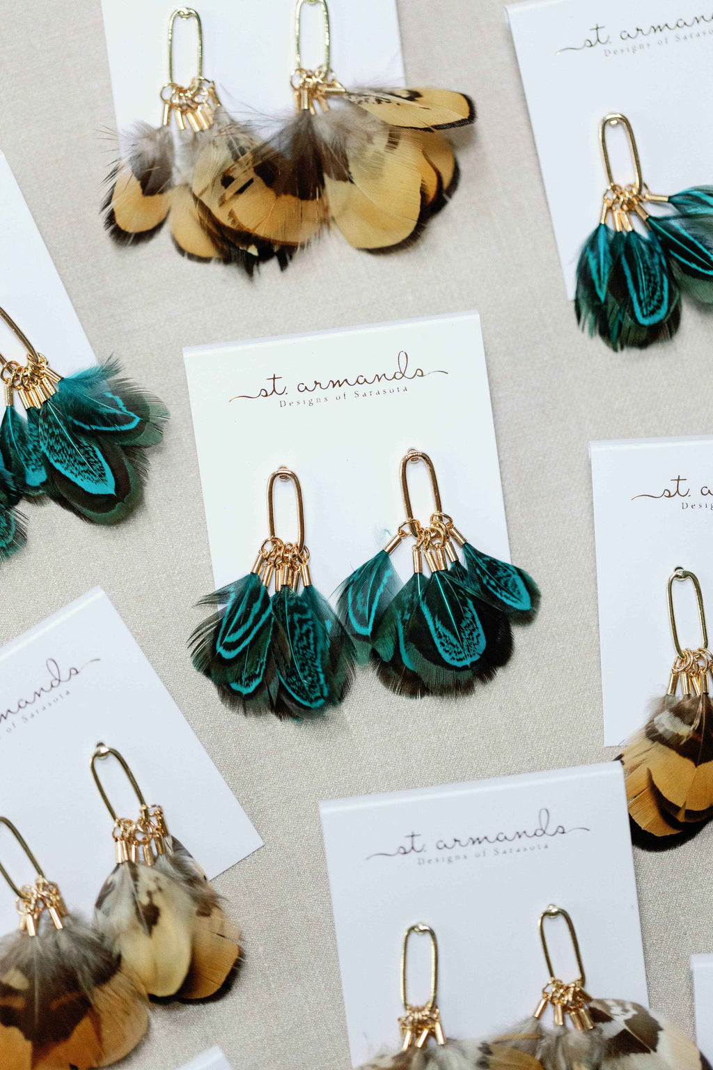 Peacock Feather Fall Statement Tassel Earrings