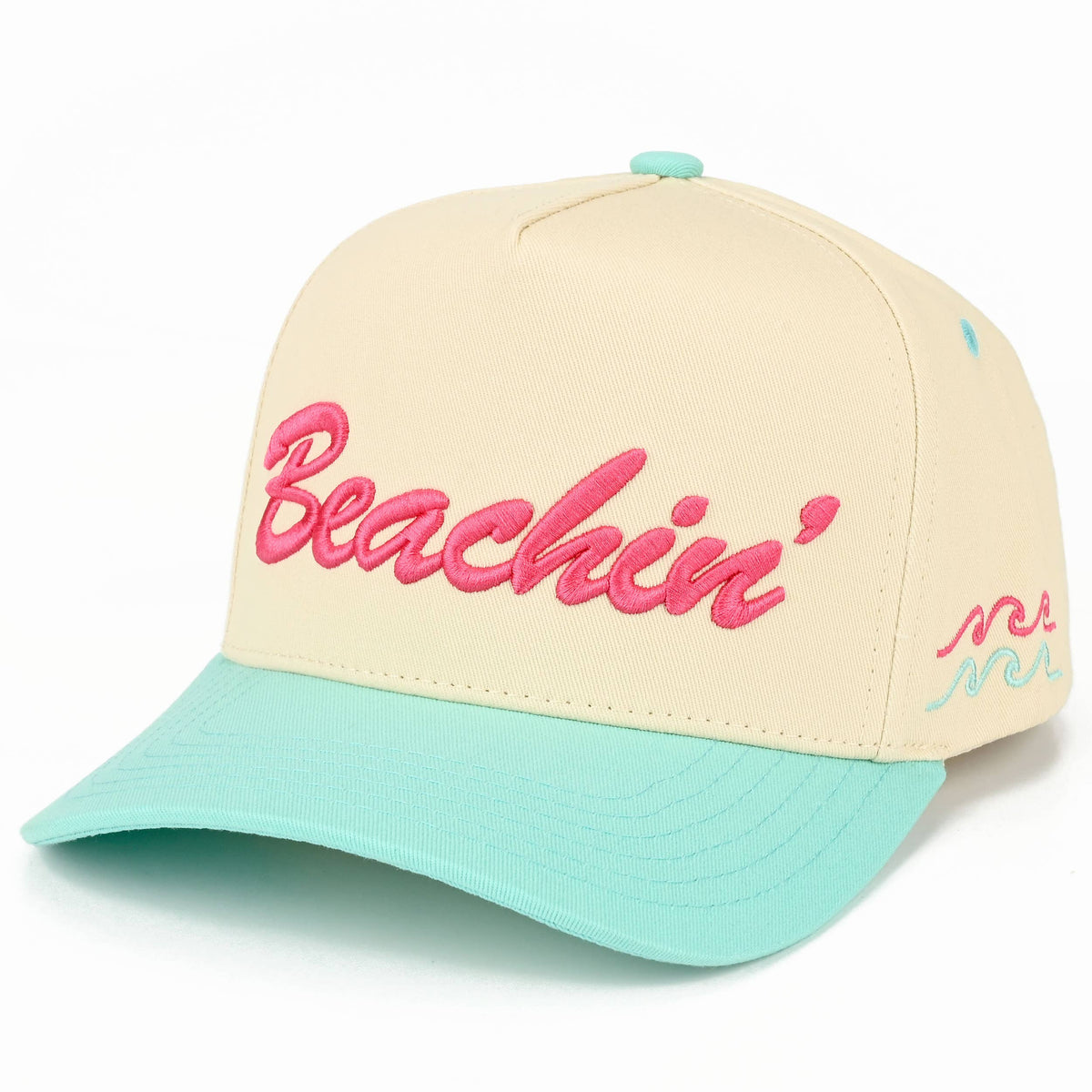 C.C BEACHIN' Letter Embroidered on Two Tone Trucker Hat