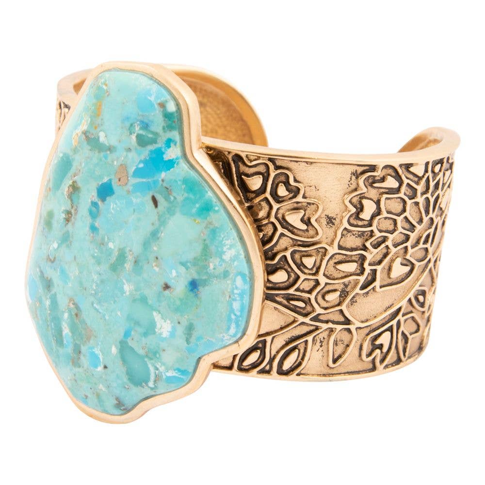 Thistle Blue Turquoise Golden Cuff Bracelet