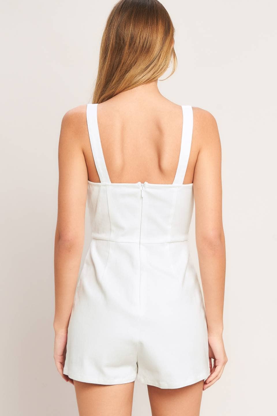 A solid woven skort romper - IP9133
