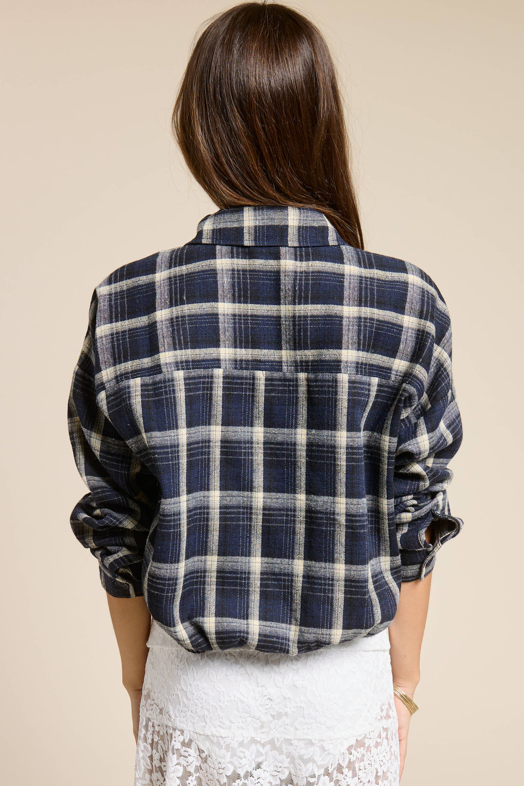 Plaid Button Up Crop Shirt
