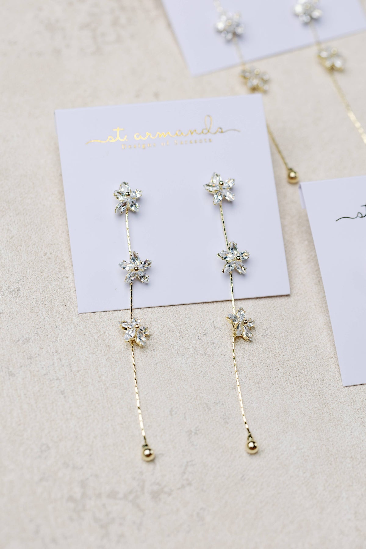 Diamond Daisy Gold Duster Drop Holiday Earrings