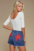 Star Patch Denim Shorts