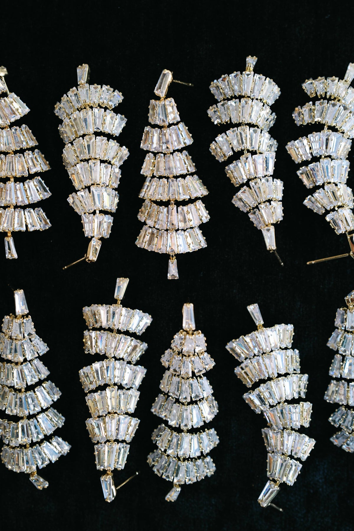 Baguette Crystal Christmas Tree Holiday Statement Earrings