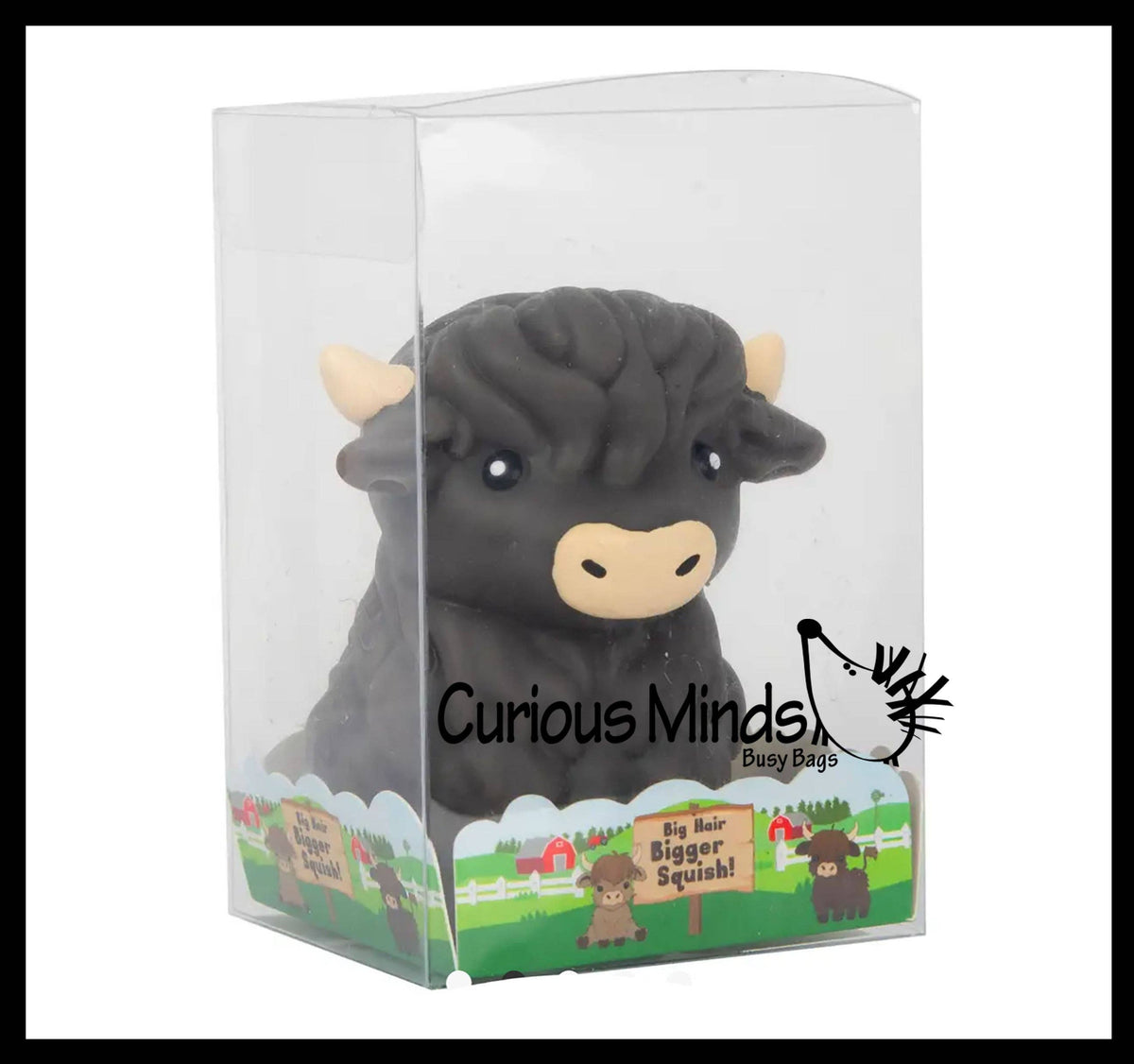 Highland Cow Large Mochi - Cute Animal Gummy Mochi Fidget Squishy Animals - Cute Individually Wrapped Toys - Sensory, Stress, Fidget Party Favor Toy