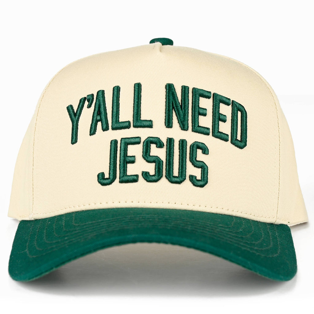 C.C Y'ALL NEED JESUS Embroidered Letter Two Tone Trucker Hat