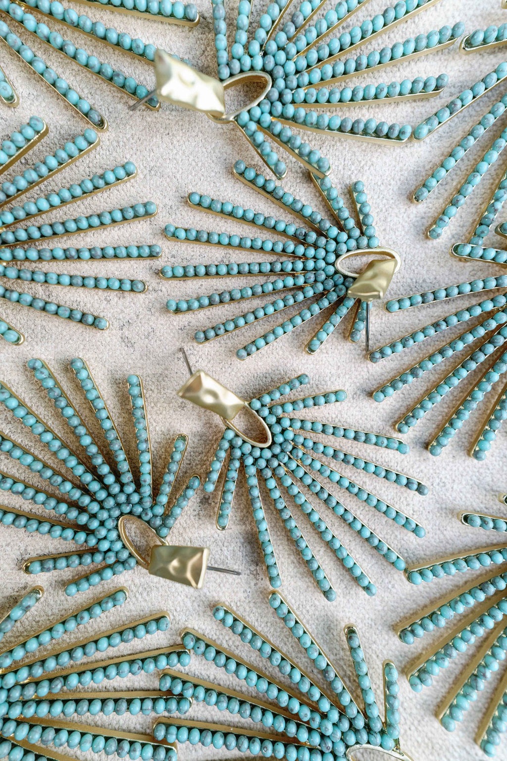Turquoise Sunburst Statement Drop Earrings
