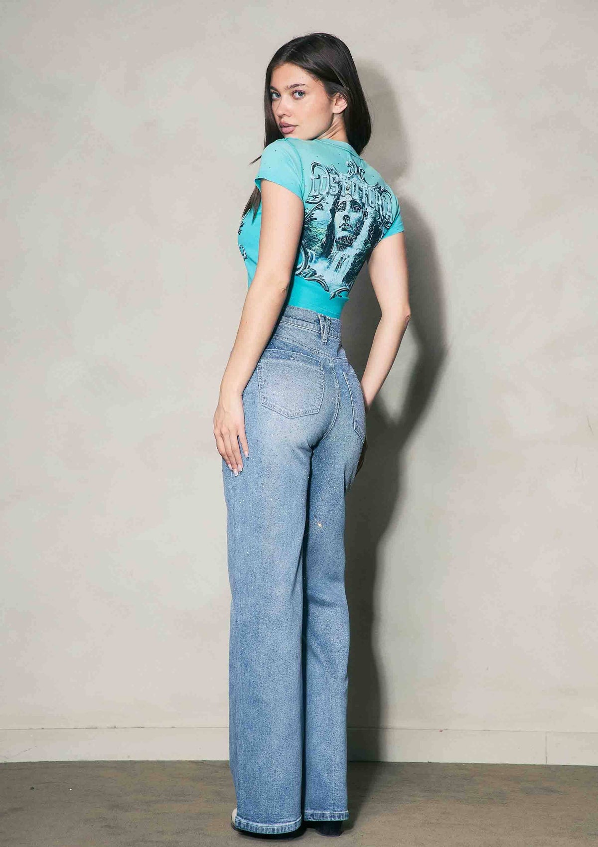 Iridescent Rhinestone Jeans