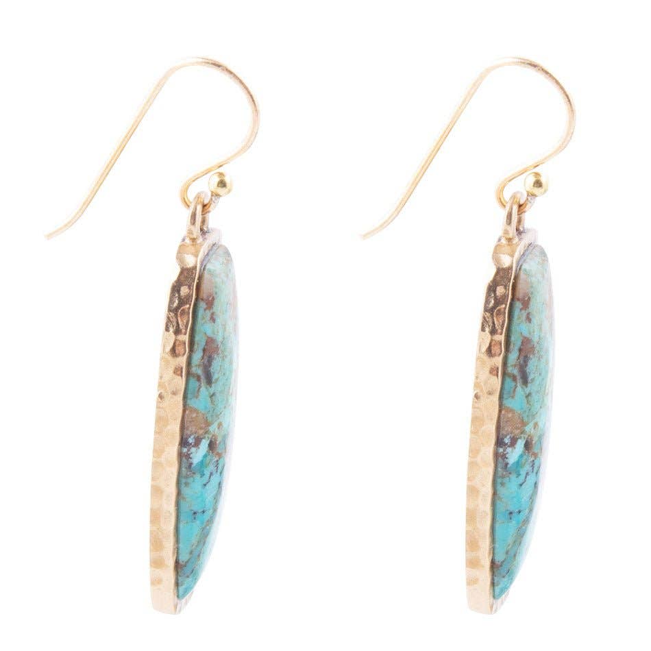Odyssey Long Turquoise and Bronze Statement Earrings