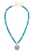 Buffalo Coin Beaded Necklace in Turquoise