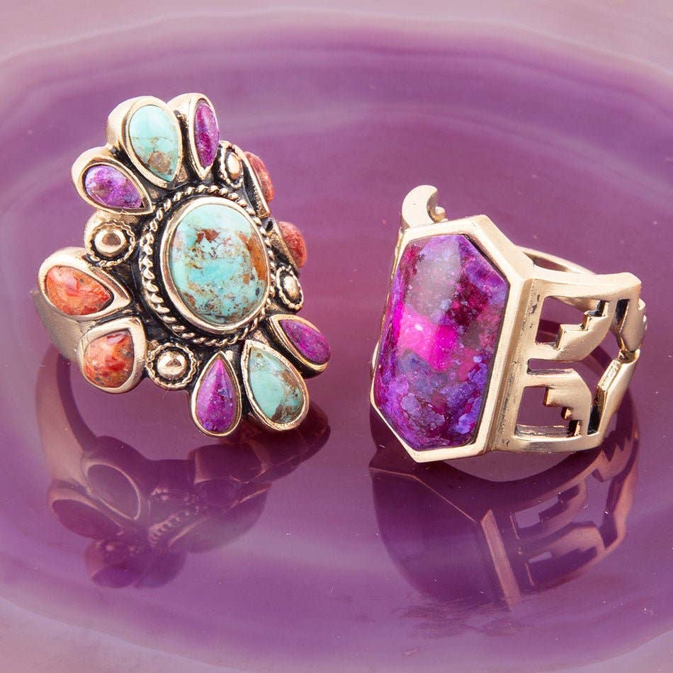 Native Color Blue Turquoise Multi Stone Ring