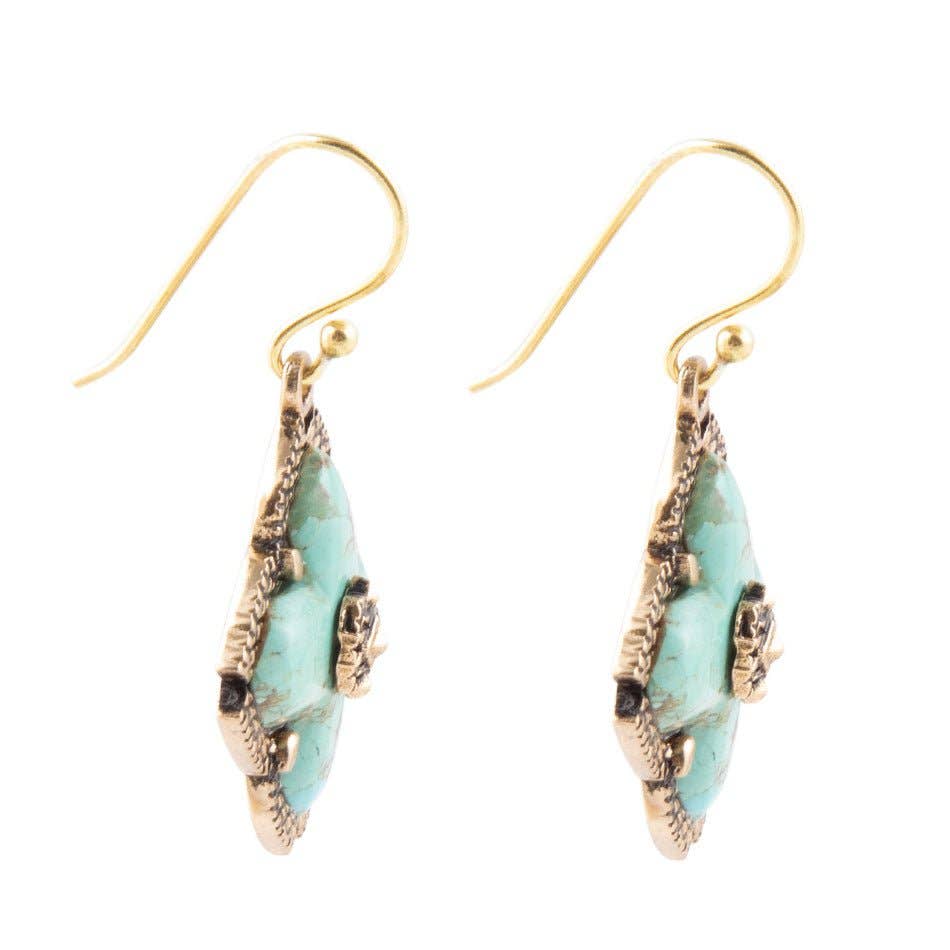 Turquoise Maltese Cross Earrings