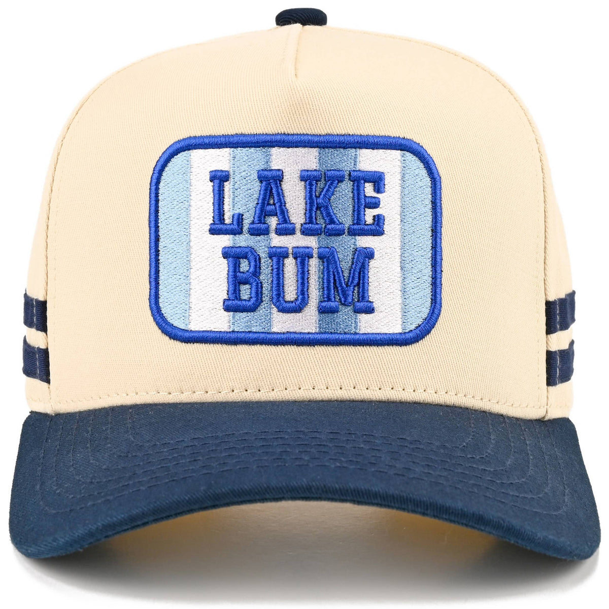 C.C LAKE BUM Letter Embroidered Two Tone Trucker Hat