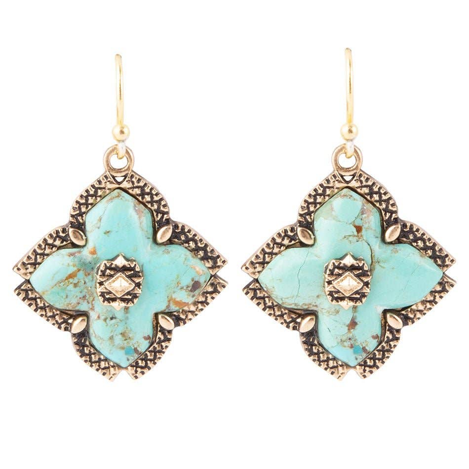 Turquoise Maltese Cross Earrings