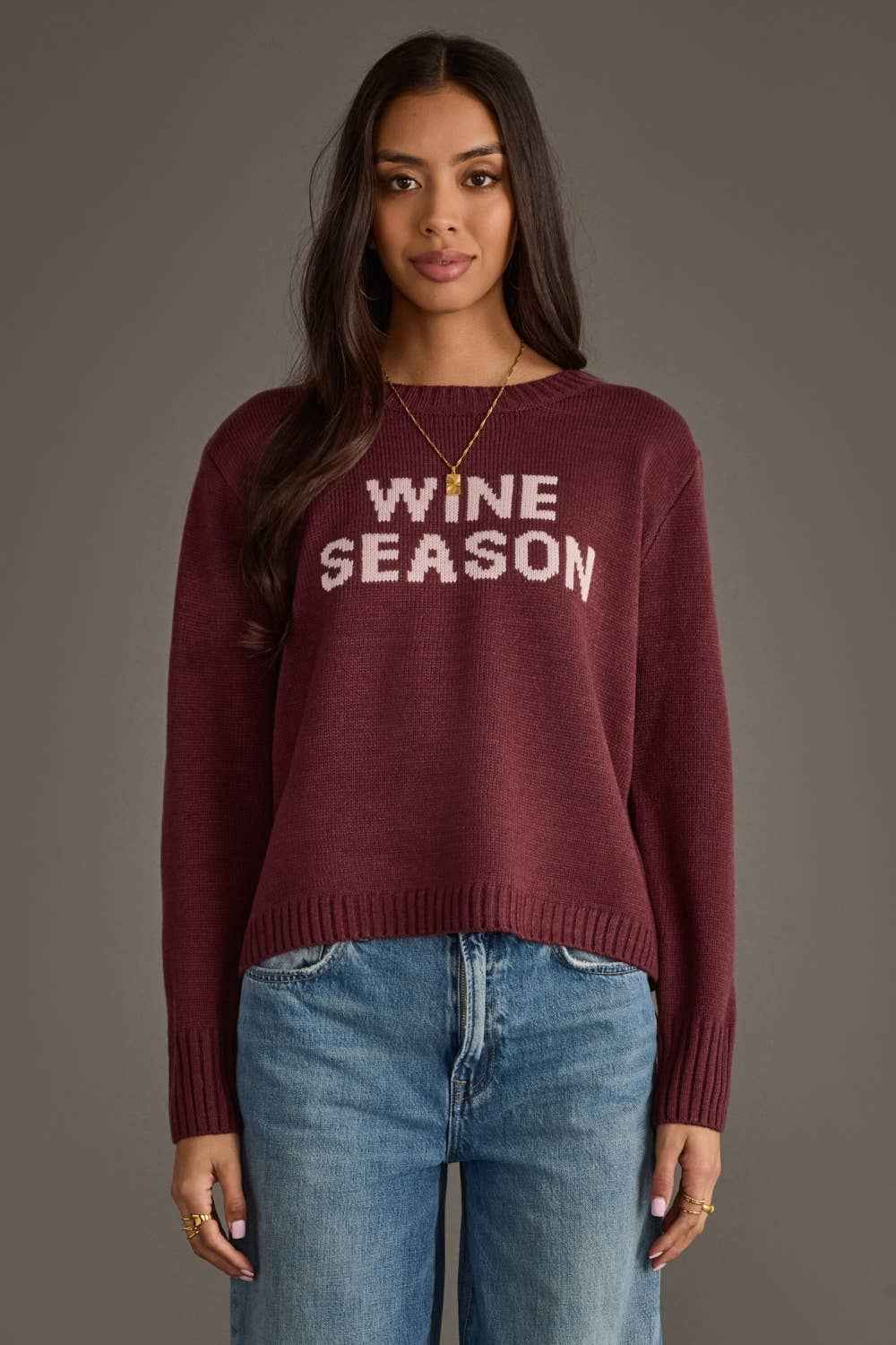 Burgundy & Lt. Pink Wine Season Sweater