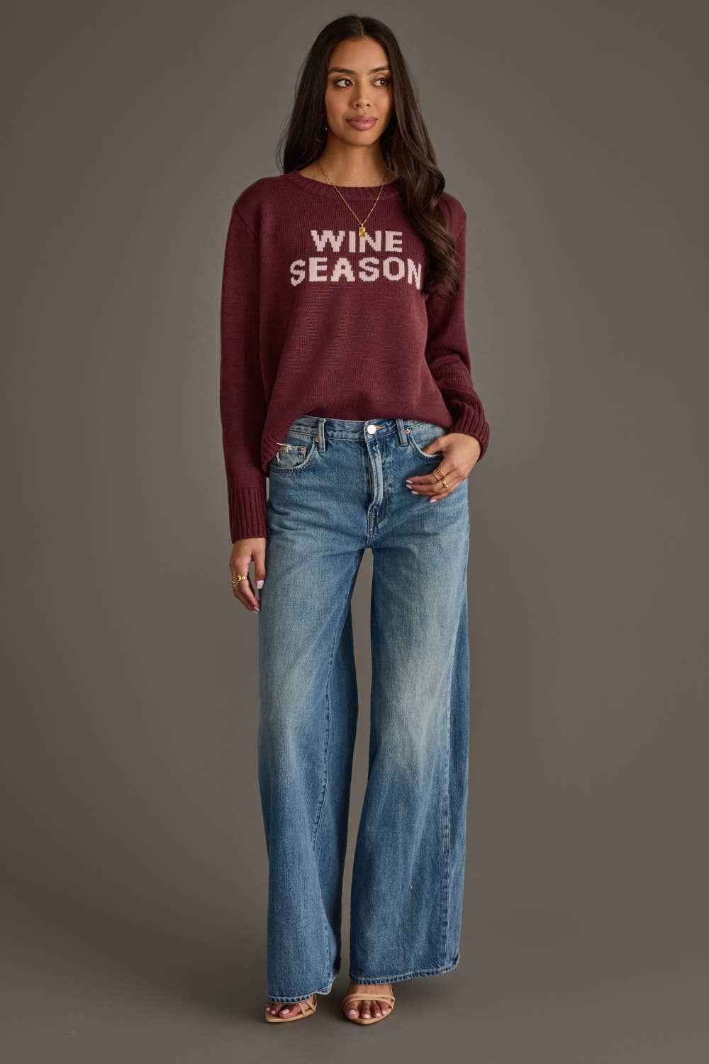 Burgundy & Lt. Pink Wine Season Sweater