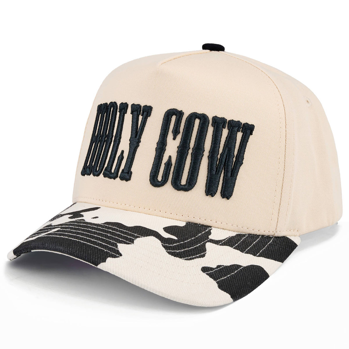 C.C HOLY COW Letter Embroidered Two Tone Trucker Hat