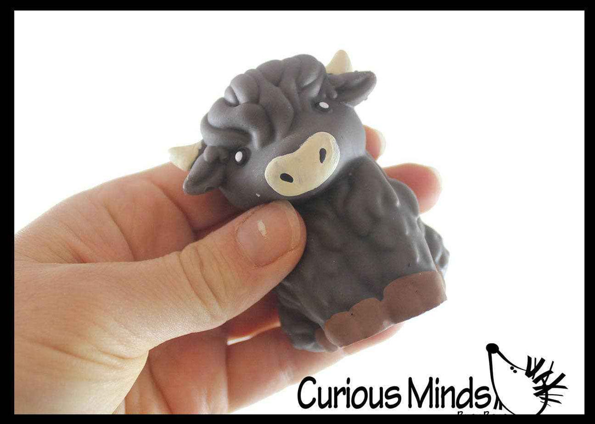 Highland Cow Large Mochi - Cute Animal Gummy Mochi Fidget Squishy Animals - Cute Individually Wrapped Toys - Sensory, Stress, Fidget Party Favor Toy
