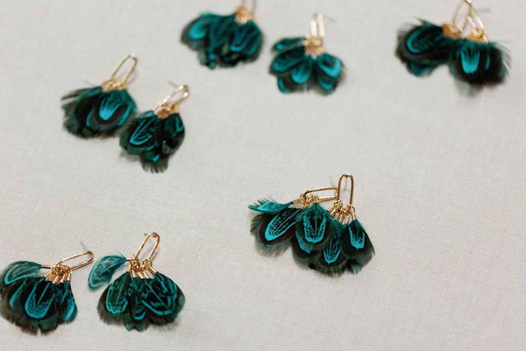 Peacock Feather Fall Statement Tassel Earrings