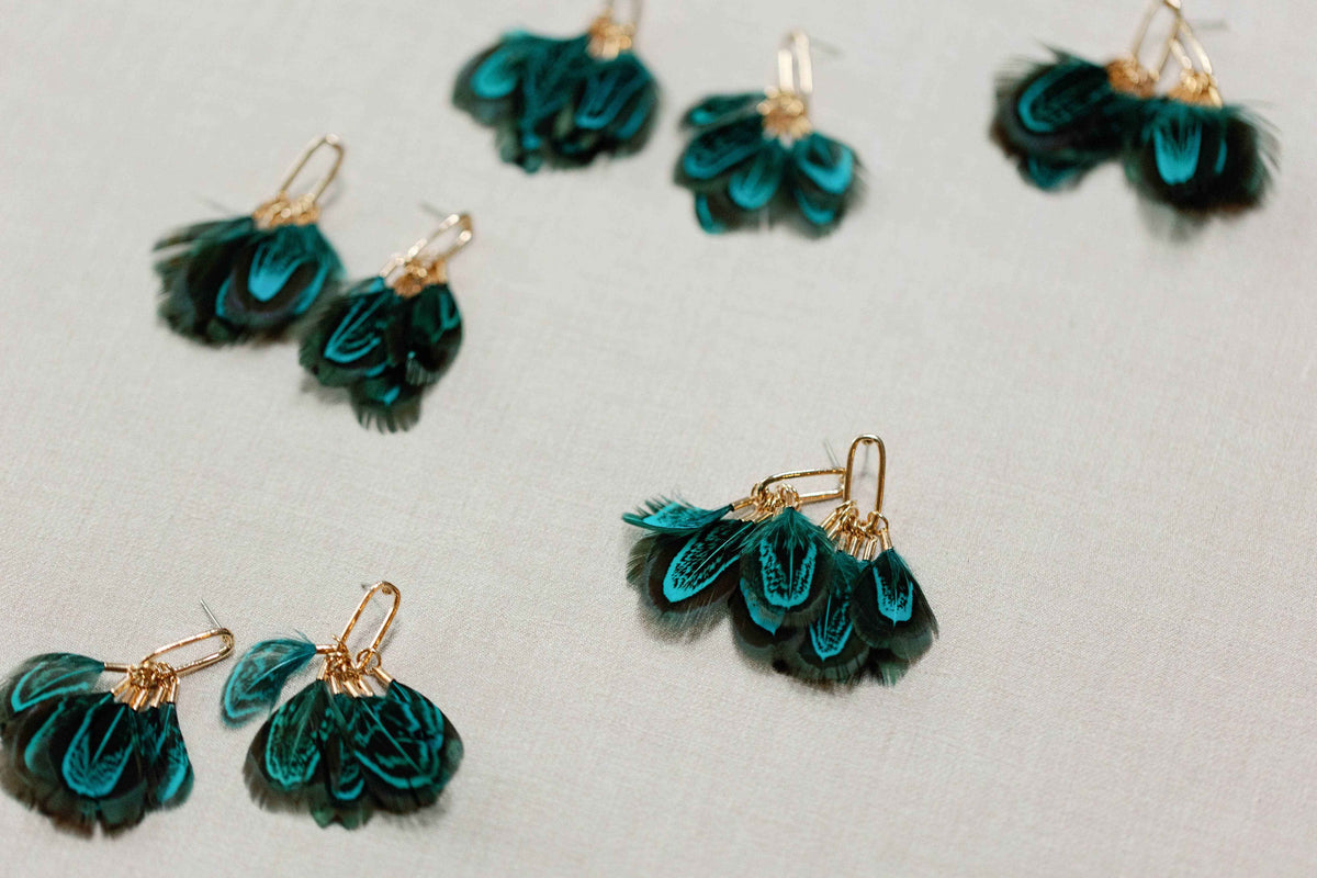 Peacock Feather Fall Statement Tassel Earrings