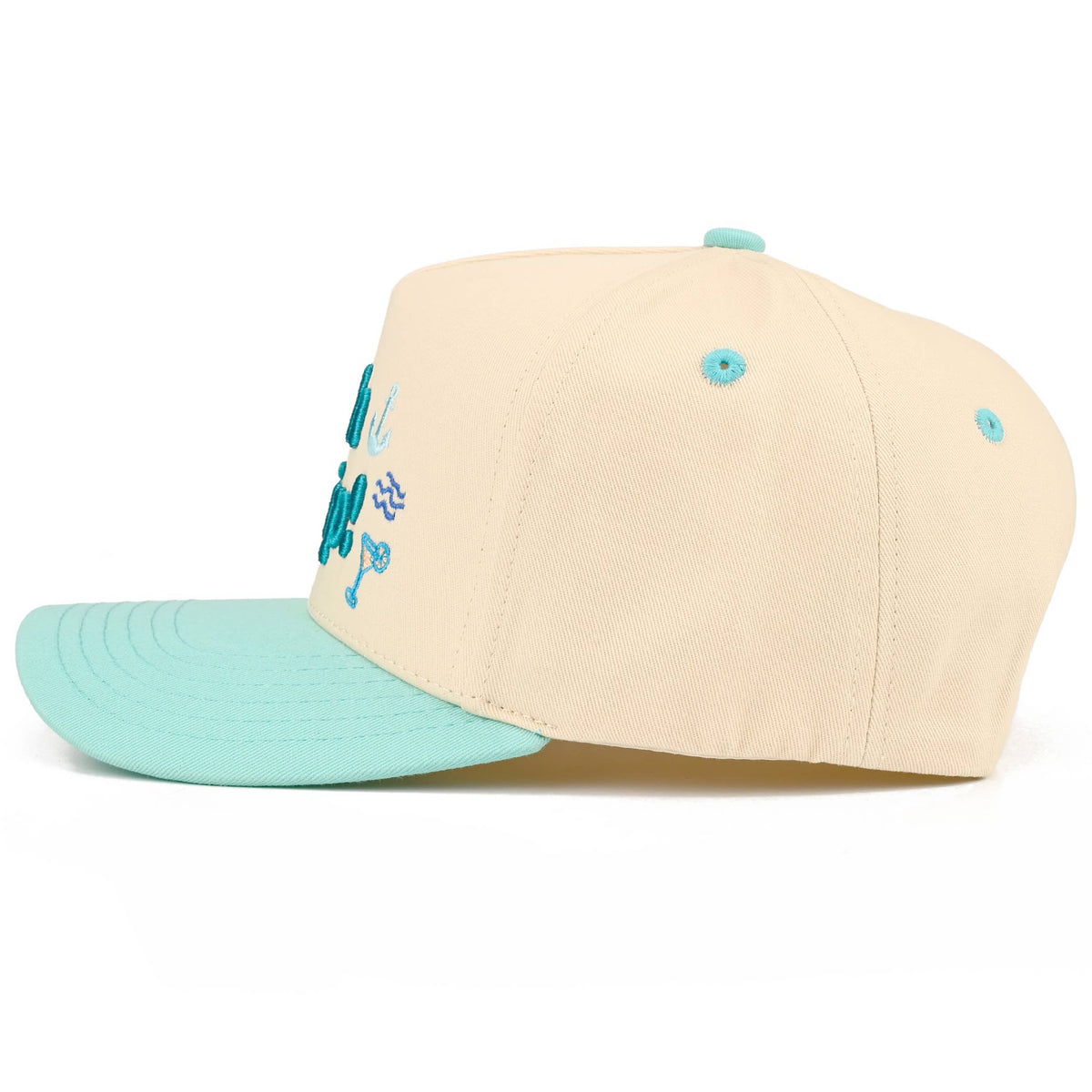 C.C OH SHIP Letter Embroidered Two Tone Trucker Hat
