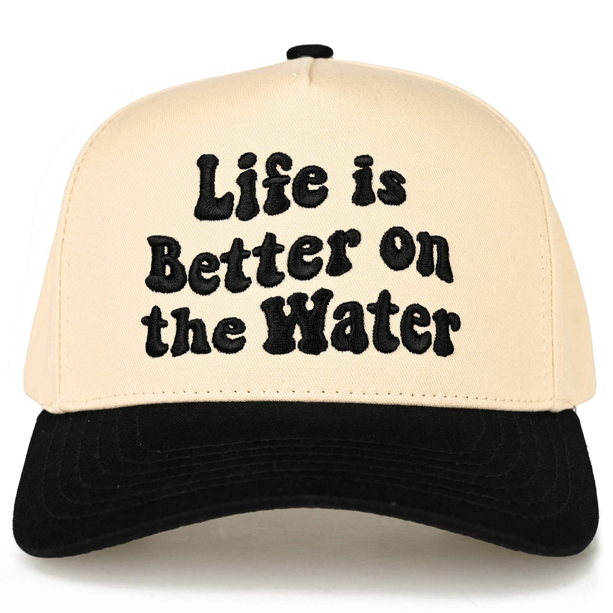 C.C LIFE IS BETTER ON THE WATER Letter Two Tone Trucker Hat