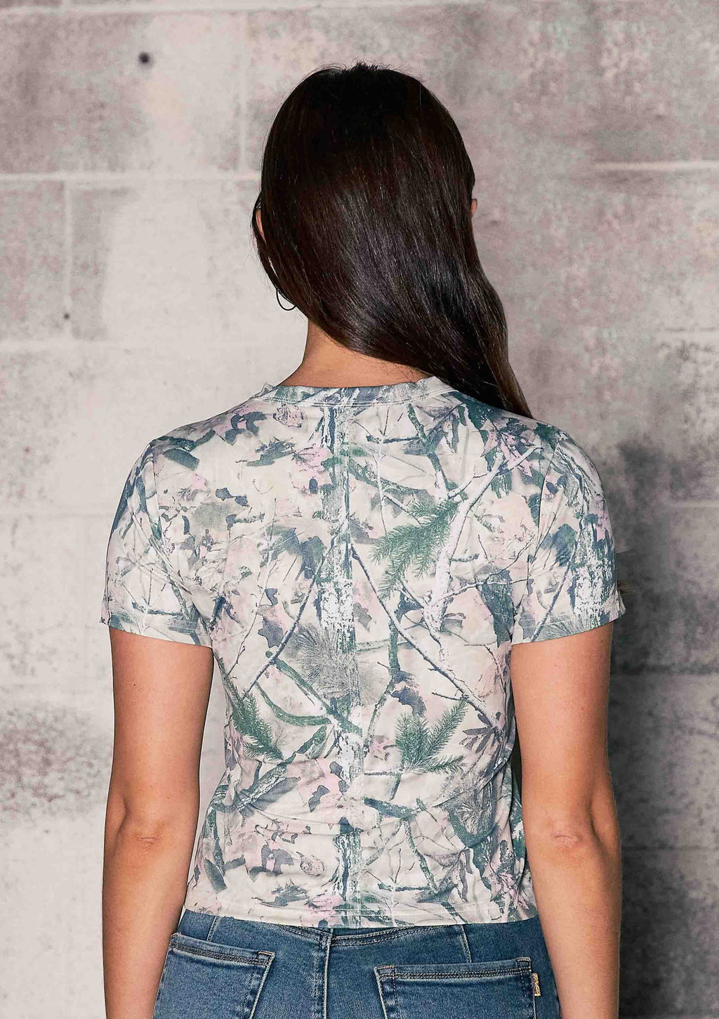 Rhinestones Camo Fitted Tee