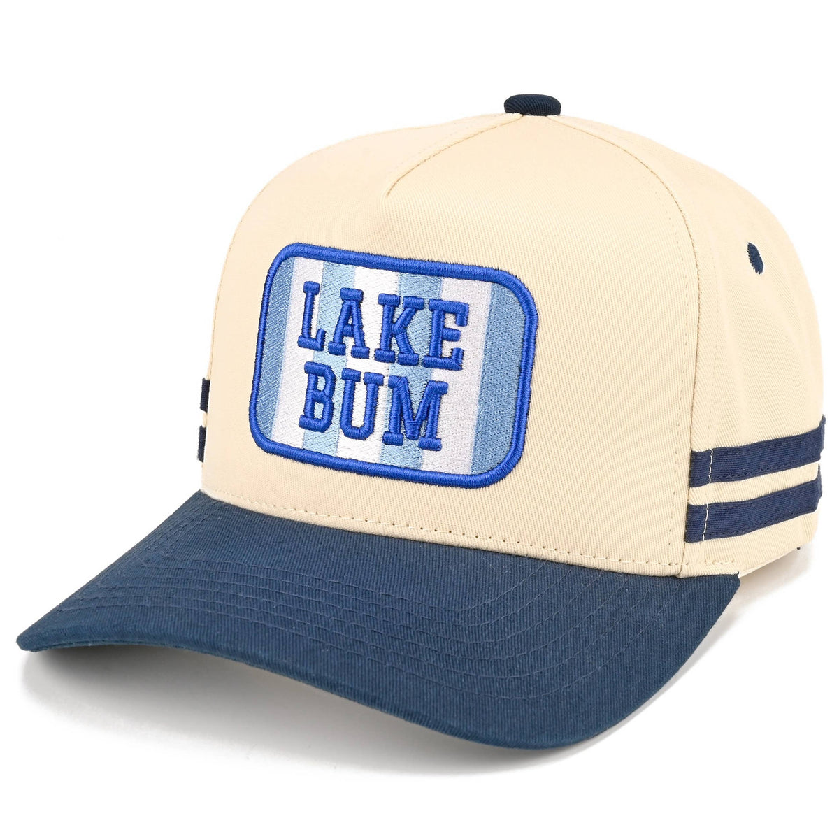 C.C LAKE BUM Letter Embroidered Two Tone Trucker Hat