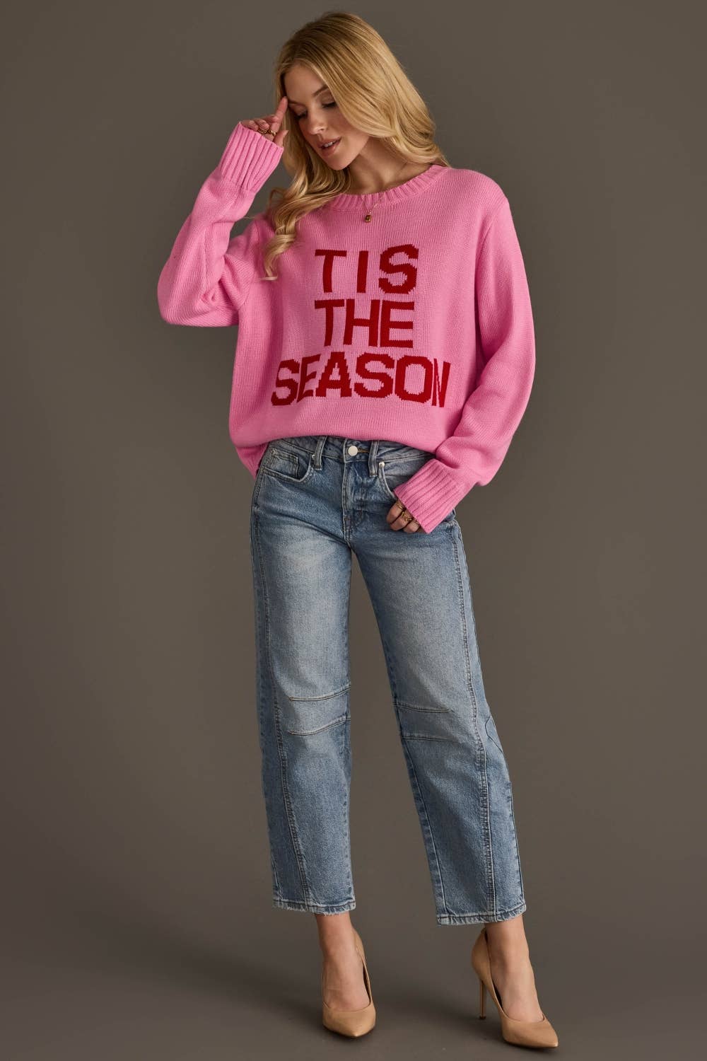Pink Tis The Season Sweater