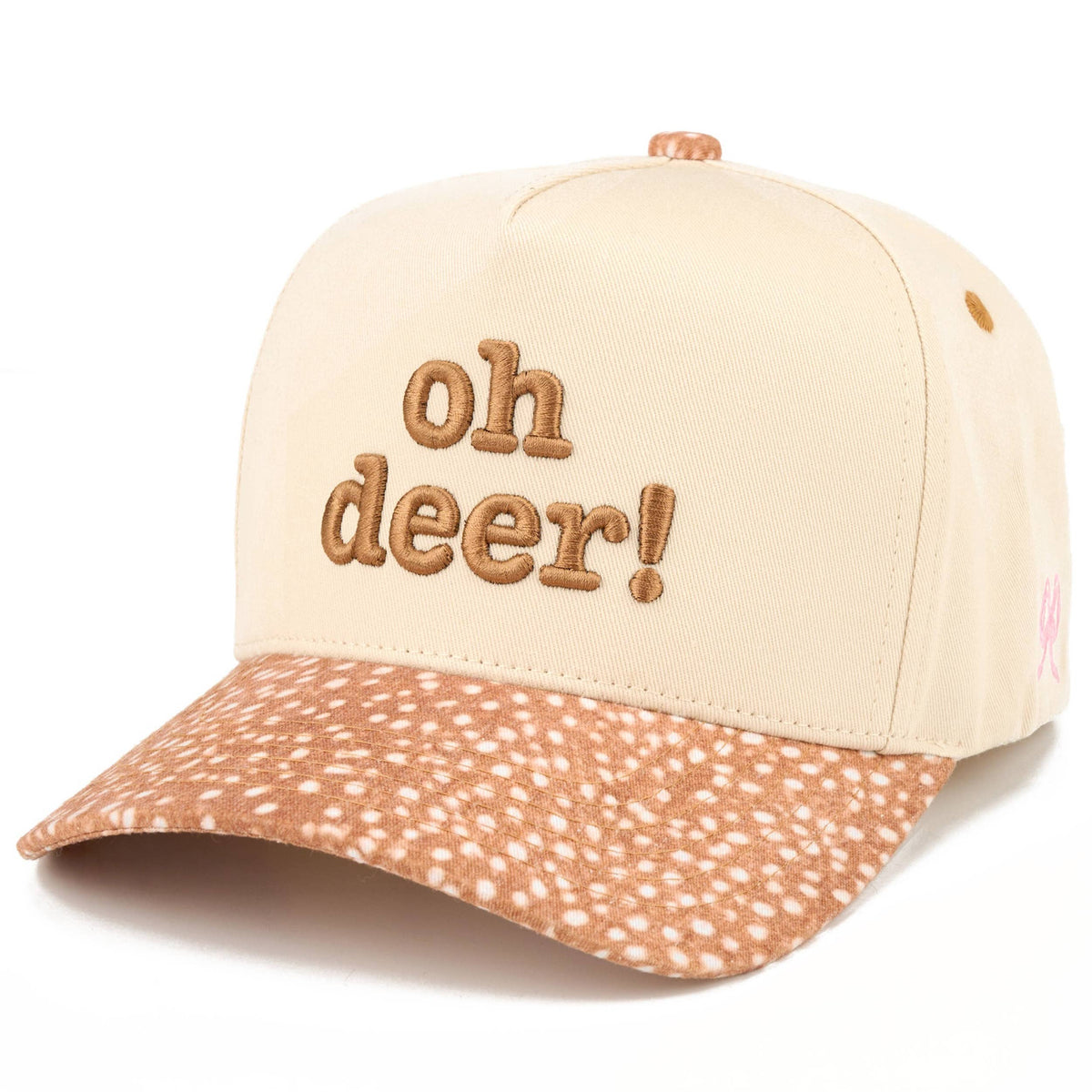 C.C OH DEER Letter Embroidered Two Tone Trucker Hat