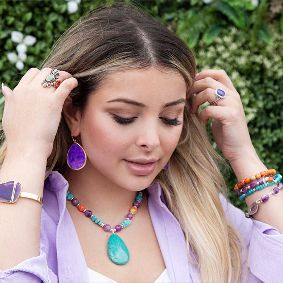 Native Color Blue Turquoise Multi Stone Ring