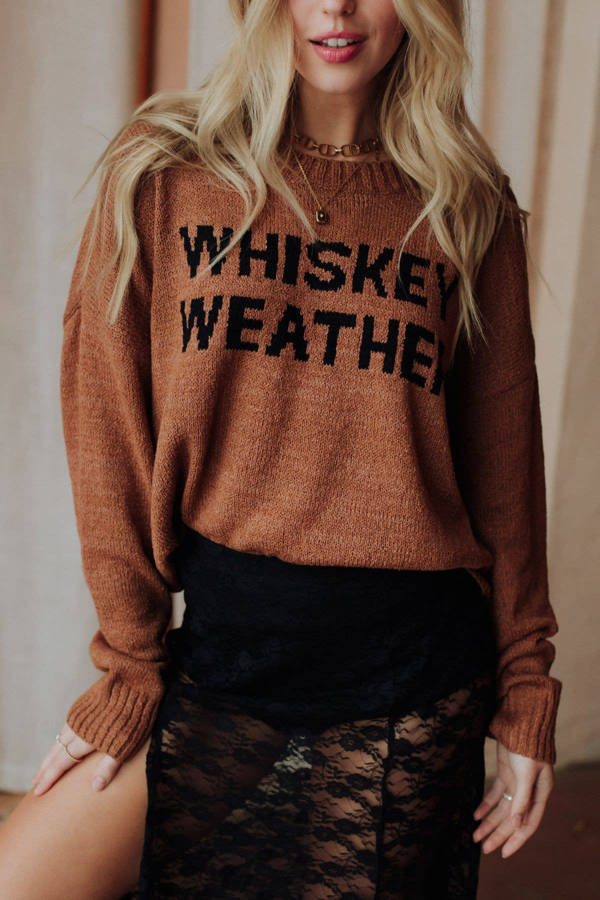 Brown “Whiskey Weather” Sweater